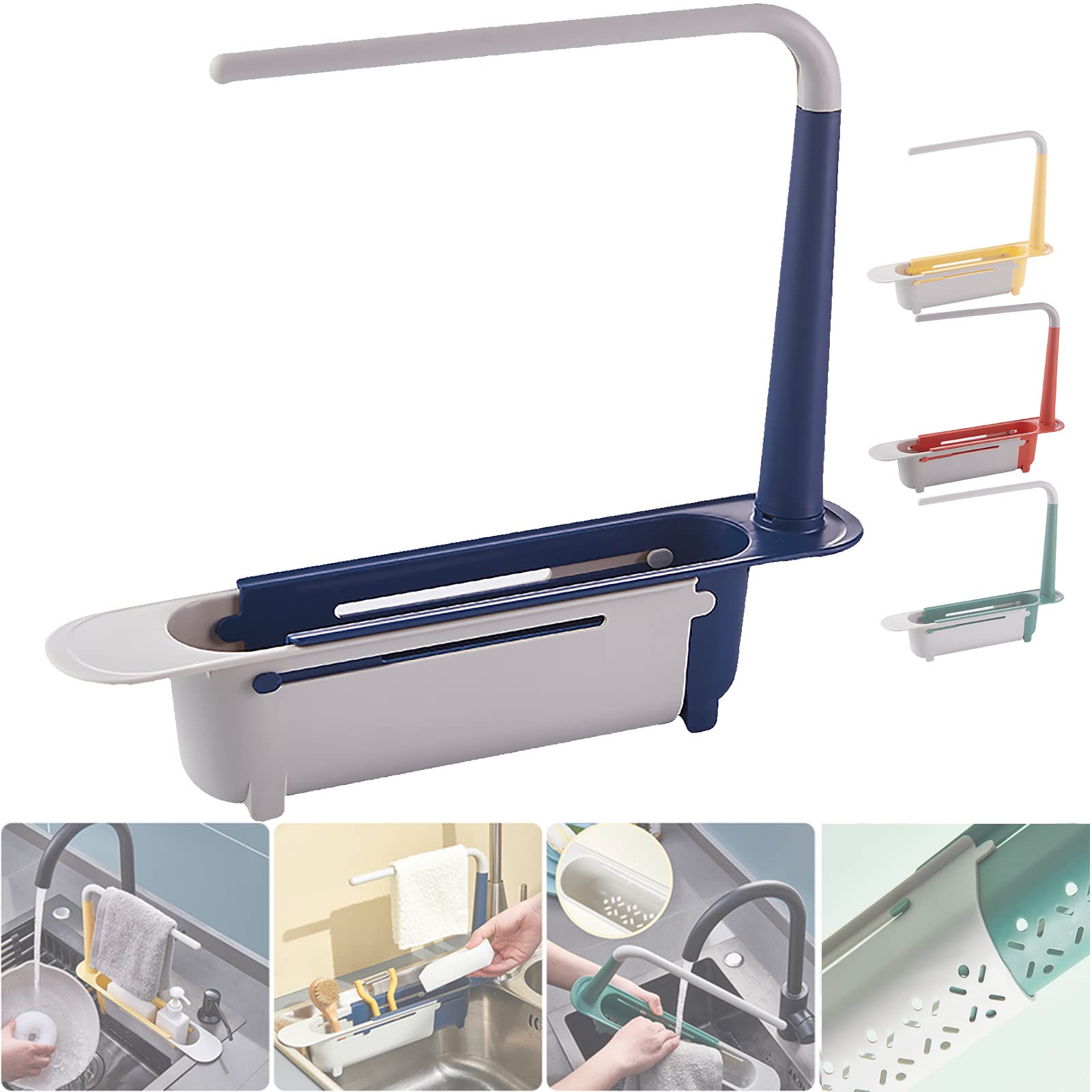 Sink Storage Rack, Updated Expandable Sink Rack, With Dishcloth Hanger