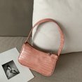 thumbnail image 5 of Bolsa De Mujer Bajo El Brazo Bolso de mano de piel sintética de cocodrilo retro, Bolso de hombro informal para mujer (rosa), 5 of 5