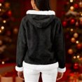 thumbnail image 4 of Women's Casual Fashion Long-Sleeve Zip-Up Fleece Hooded Cardigan with Christmas Print, Cozy and Warm for Winter Season,Black,XL, 4 of 8