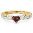 thumbnail image 3 of Gem Stone King 14K Two Tone Gold Red Garnet and Lab Grown Diamond Engagement Ring for Women | 1.25 Cttw | Heart Shape 5MM | Gemstone January Birthstone | Size 8, 3 of 6