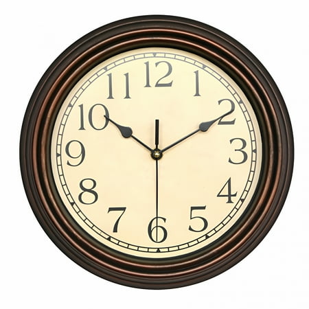 DESIGNICE 2026 New Wall Clock Retro Silent Non-Ticking Round Classic Clock Quartz Decorative Battery Operated Wall Clock for Living Room Kitchen Home 12 Inch Bronze
