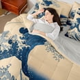 thumbnail image 4 of Homewish Natural Sencery 7-Piece Twin Bedding Sets,Japanese Style Bedding Comforter Set,Beige Blue Sheet Sets For Men Women,Luxury Bedroom Decor Reversible, 4 of 8