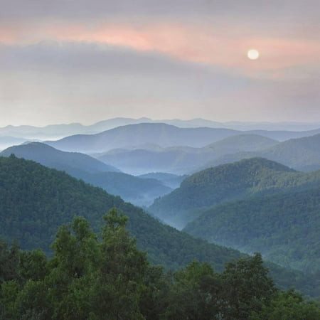 Sunrise over Pisgah National Forest from Blue Ridge Parkway, North Carolina, Usa Photo Print Wall Art By Tim