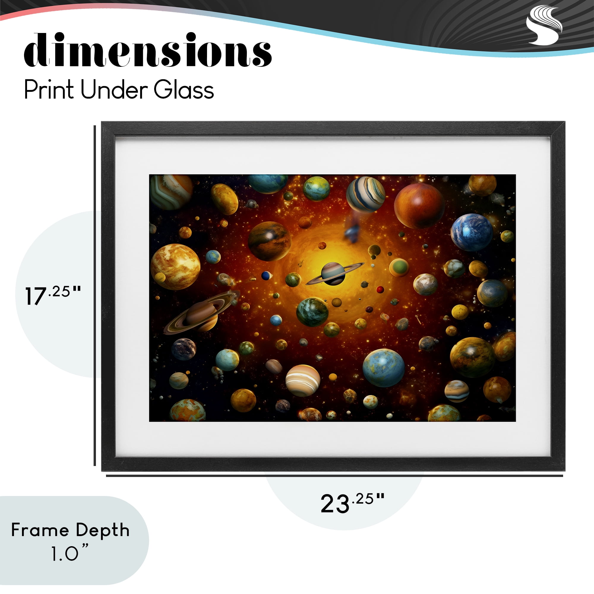 Stupell Industries Cosmic Marbles Galaxy Black Framed Print Under Glass, design by Ray Powers