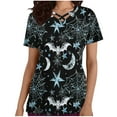 thumbnail image 1 of Tops Cortos para las Mujeres, Halloween Impreso en Cuello en V con Bolsillo, Moda Casual Manga Corta, 1 of 5