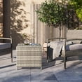 thumbnail image 3 of VibrantEcho Outdoor Side Table with Storage, 27-Gallon Patio Deck Box Outdoor Wicker Side Table for Poolside Balcony Storage Table (Grey, Square), 3 of 14
