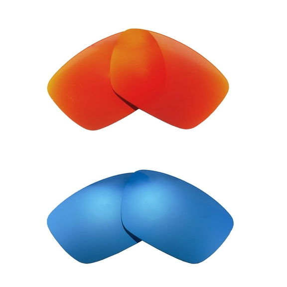 Walleva 2 Paris Polarized Replacement Lenses For Oakley Tincan OO4082 Sunglasses-Fire Red   Ice Blue