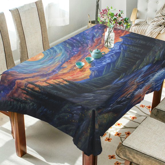 Yayeee Tablecloths 54" x 54" Rectangle Wrinkle Resistant Party Table Cover, Mountains and Forests