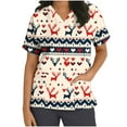 thumbnail image 2 of Holiday Gifts! Titcea Christmas Scrub Tops Women Xmas Printed Short Sleeved V Neck Scrub Tops with Pockets Lightweight Stretchy Working Uniform, 2 of 5