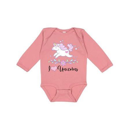 

Inktastic I Love Unicorns Cute Girls Gift Baby Girl Long Sleeve Bodysuit
