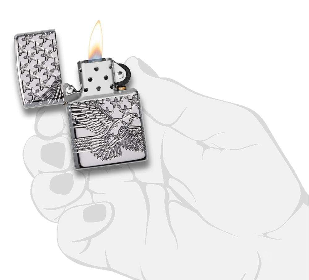 Zippo Patriotic Design High Polish Chrome Pocket Lighter