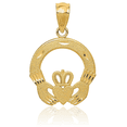 thumbnail image 3 of 14K Solid Yellow Gold Heart Irish Claddagh Necklace Celtic Charm Pendant Jewelry with chain 20inch, 3 of 7