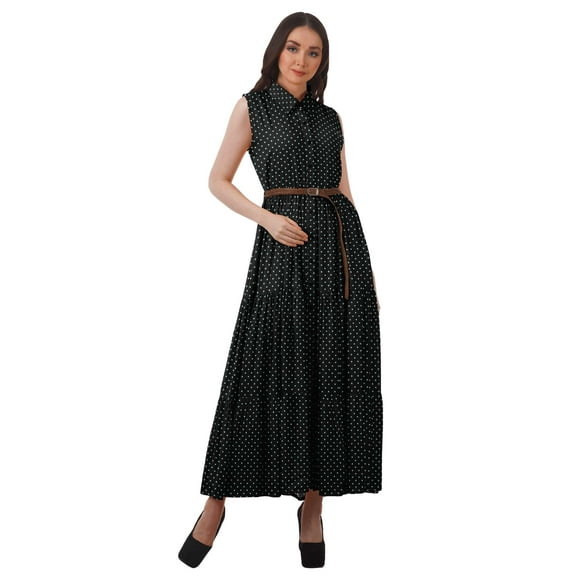 Moomaya Printed Long Sundresses Women Rayon Sleeveless Summer Dress