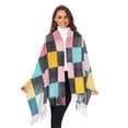 thumbnail image 3 of FORMRS Womens Scarf Winter Soft Long Big Warm Shawls Wrap Tassel Scarves, Pink Checkered Pattern, 3 of 9