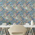 thumbnail image 2 of Ambesonne Floral Peel & Stick Wallpaper for Home, Orange Flowers Vintage Plot, 13"x100", Dark Ceil Blue and Apricot, 2 of 5