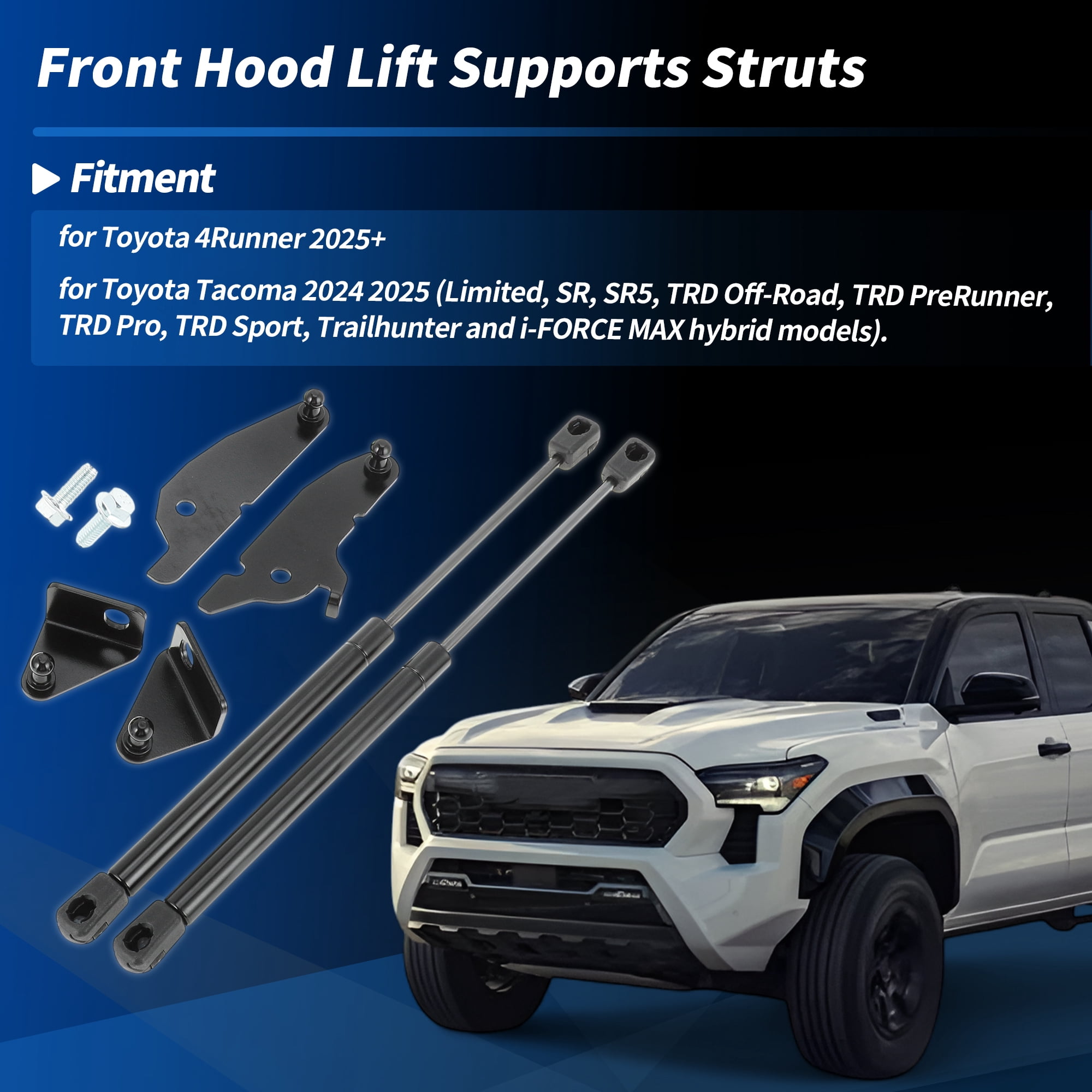 Unique Bargains Front Hood Lift Support Struts for Toyota Tacoma 2024 2025 for Toyota 4Runner 2025 Bonnet Gas Springs Gas Struts with Accessories