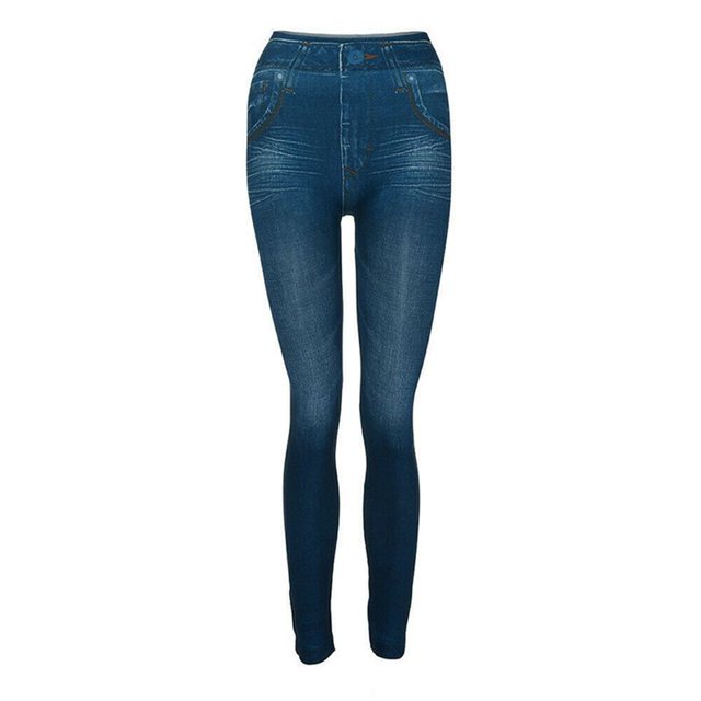 PWFE Real Pocket Short Fleece Imitation Jeans Leggings Women's Jean-Looking Jeggings High Waisted Leggings