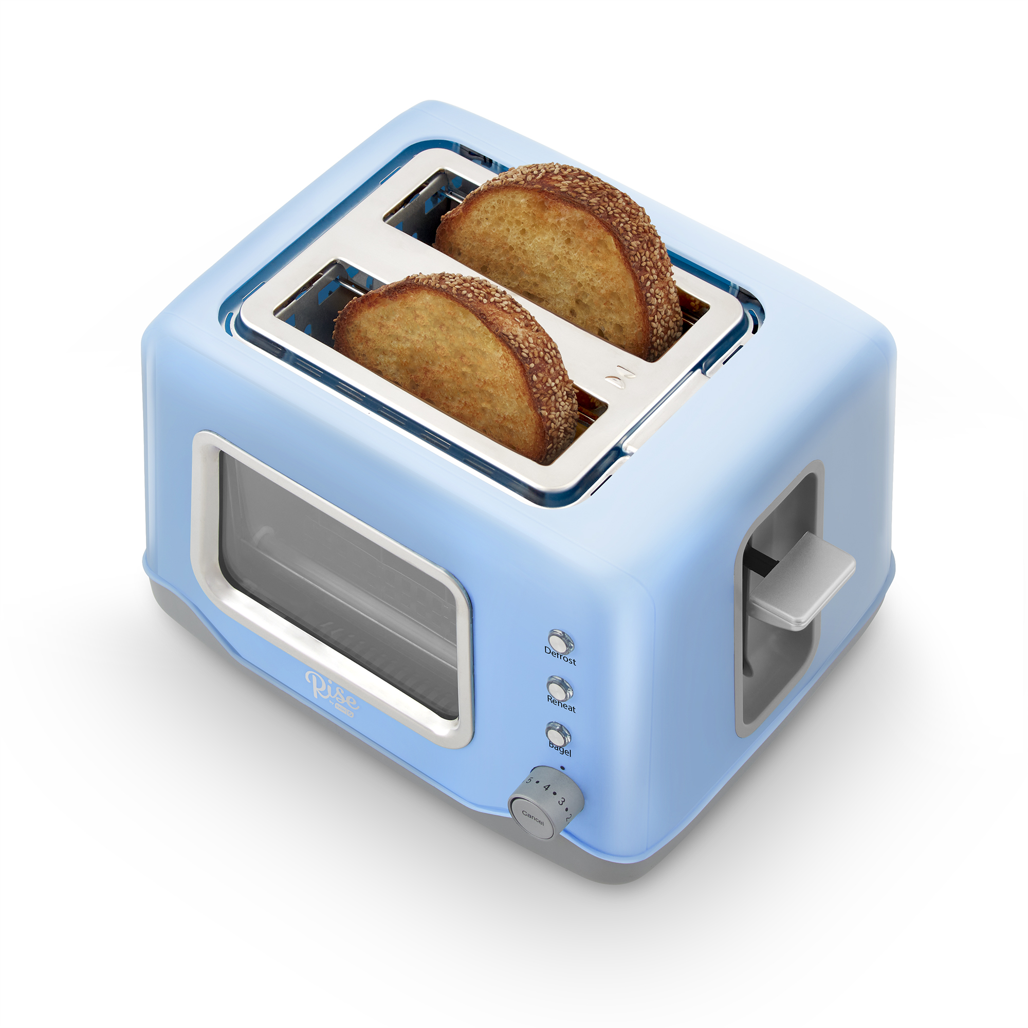 Rise by Dash Clear View Window 2-Slice Toaster Blue - Defrost, Reheat, Bagel, Auto Shut off, New - image 2 of 7