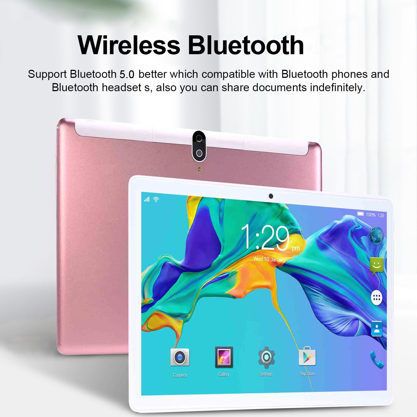 Upgraded 2+16G 10.1 Inch Tablet PC IPS HD Screen WiFi Bluetooth Voice Call Game Video Learning Tablet Android 10.0 System SIM Standby Full Netcom