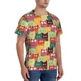 thumbnail image 2 of Bixox Men's Cute Cartoon Cat Printed Short Sleeve Skinny Athletic T-Shirt, 2 of 6