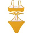 thumbnail image 2 of GHSDFBB Ring Linked Cut-Out One Piece Swimsuit Scoop Neck Lace Up Back Monokini Bathing Suit, 2 of 5