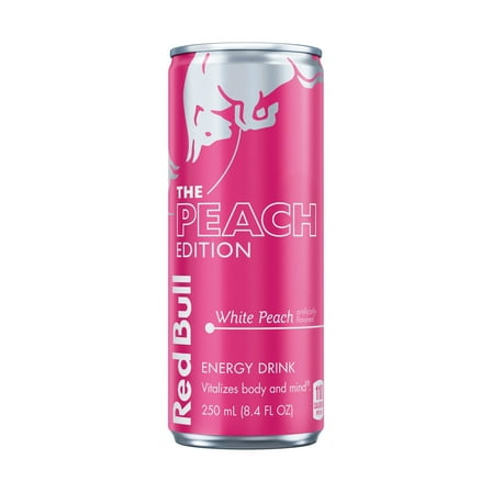Red Bull Peach Edition Energy Drink, White Peach, 8.4 fl.oz. Can, 80mg Caffeine