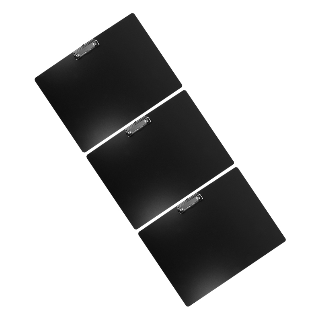 FOMIYES 3-Pack Portable Black A3 Clipboards with Writing and Secure Clip for Office, School, and Home Use