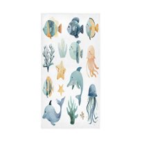 Bath Towel Single-Sided Printed Highly Absorbent Soft Quick Towel for Bathroom Spa Gym & Sports Hand-drawn Elements
