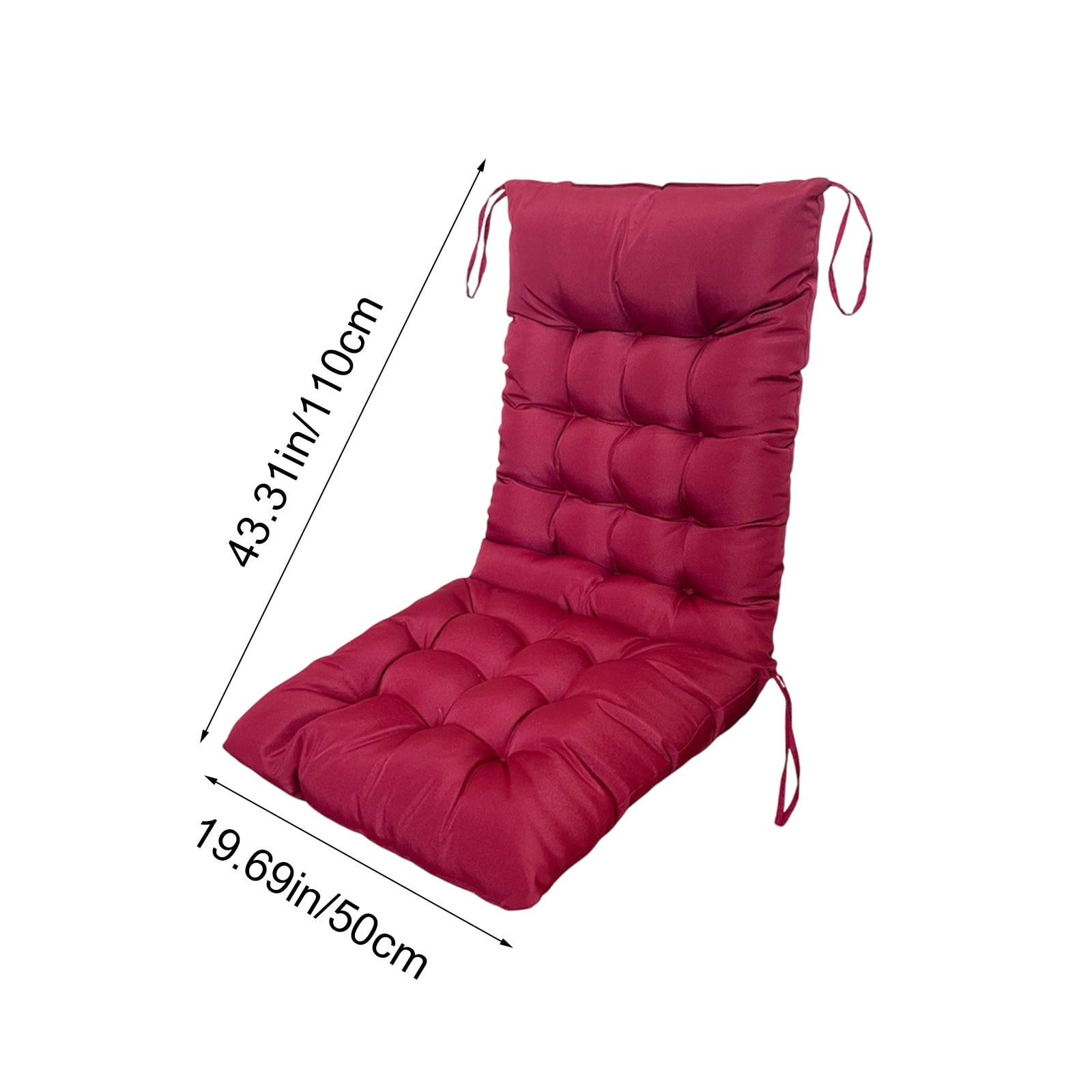 EazyTech High Back Seat Cushion for Indoor Outdoor, One-Piece Rocking Chair Cushions Lounger Chair Pad for Garden Patio Office Dorm Chair Red