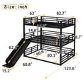 thumbnail image 6 of Queen over Queen over Queen Size Triple Bunk Bed Frame with Slide, Heavy-duty Metal Bunk Bed Frame with Safety Guardrails and Ladder for Bedroom, Apartment, Dorms, Mattress Not Included, Black, 6 of 9
