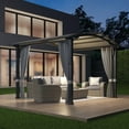 thumbnail image 3 of GAZEBETER 10' x10' Outdoor Arched Pergola,Metal Patio Gazebo with Sun Shade Canopy and Curtains for Gardens,Patios,Backyards (Grey), 3 of 11