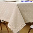 thumbnail image 1 of AMERTEER Nappe Motif Floral en Lin et Coton avec Dentelle pour Table à Manger, 1 of 5