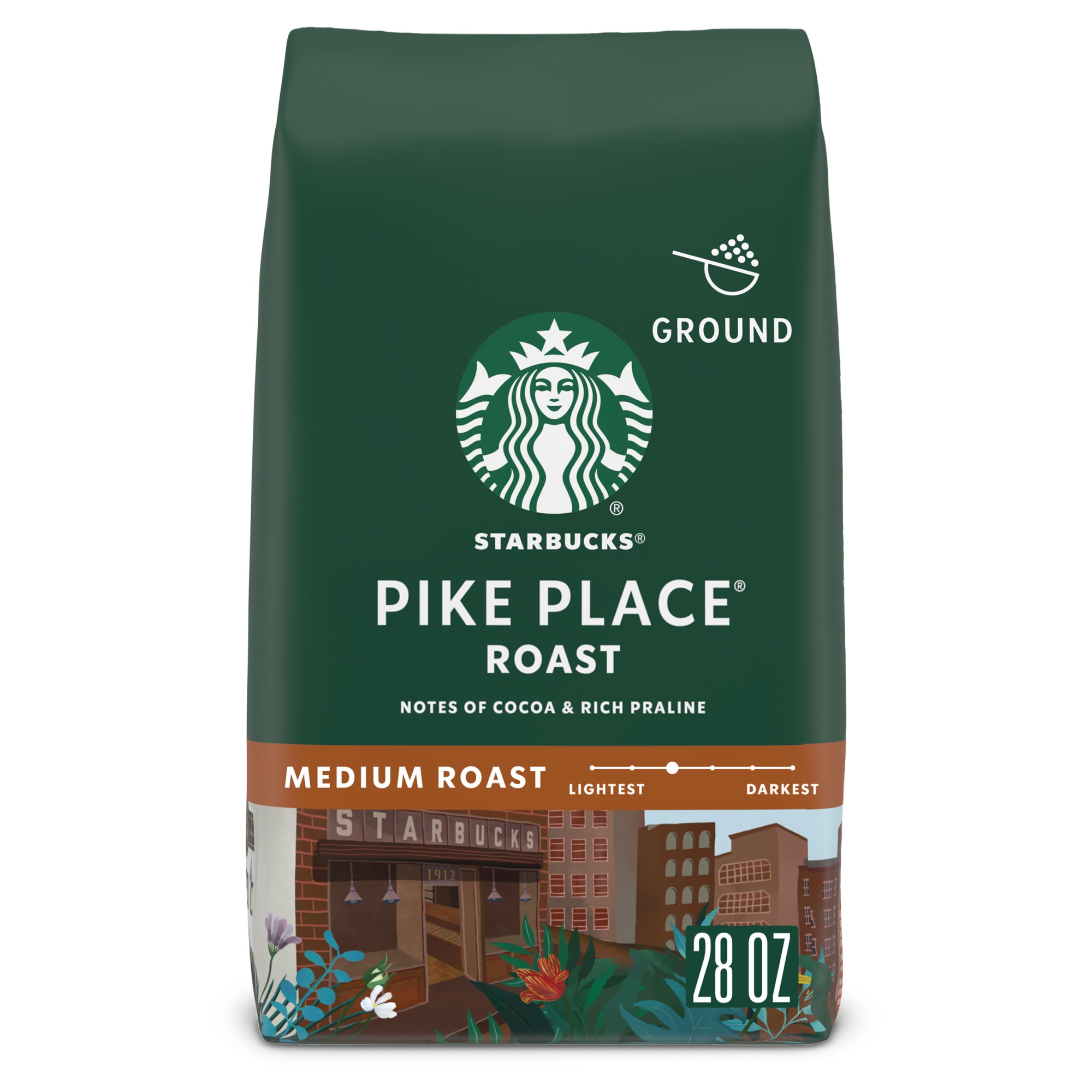 Starbucks Pike Place Roast, Ground Coffee, Medium Roast Hot or Iced Coffee, 28 oz