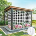 thumbnail image 6 of Outdoor Curtains for Patio Waterproof, Spring Pink Roses Outdoor Privacy Panels Grommet, Pastoral Eucalyptus Black White Plaid Blackout Outside Curtains for Porch/Cabana 54"x95", 2 Panels, 6 of 8