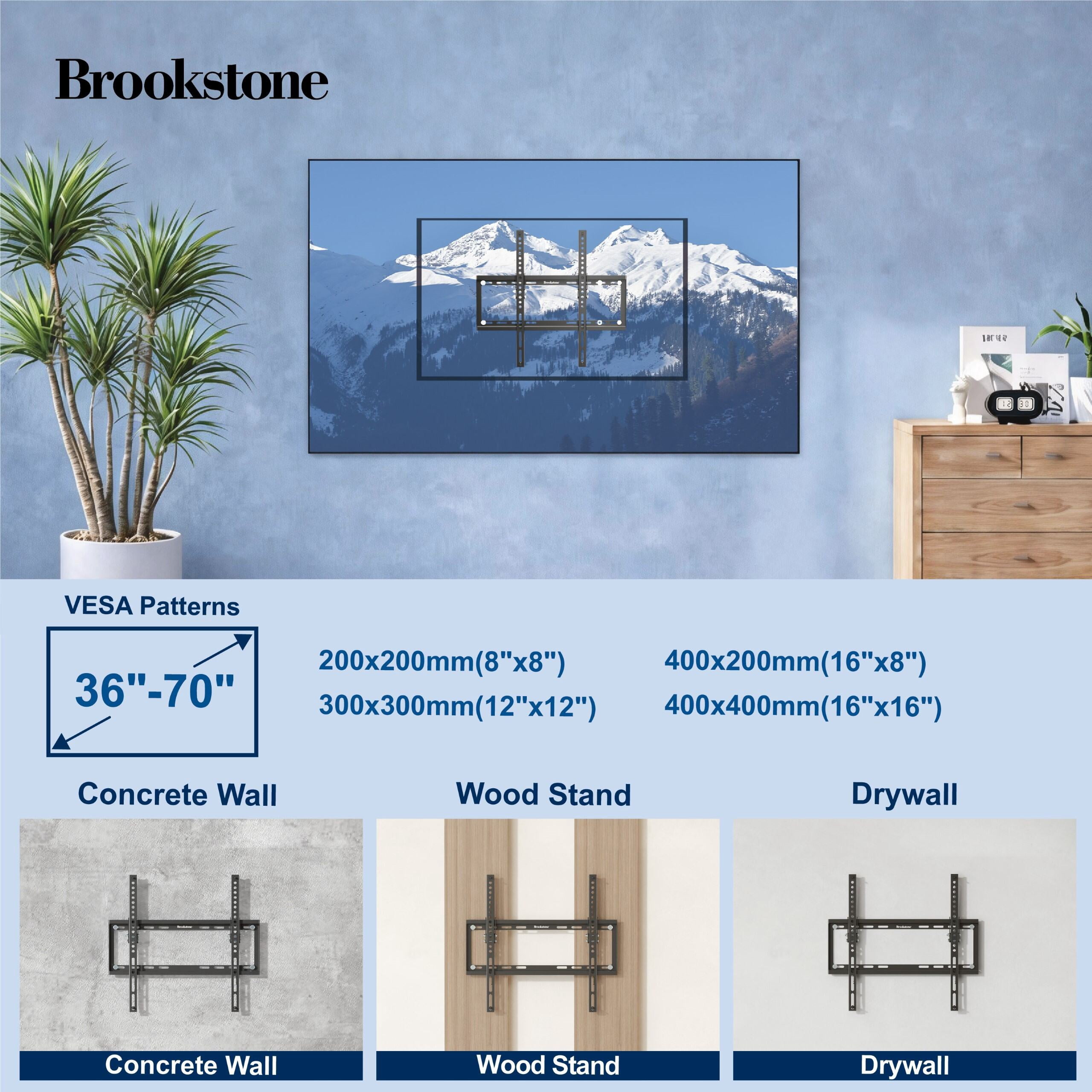 Brookstone Tilt Wall Mount for 36″–70″ TVs, 0.81″ Low Profile, 77 lbs Capacity