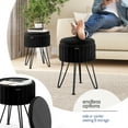 thumbnail image 2 of Hearth & Harbor Ottoman with Storage, Round Storage Ottoman, Vanity Stool and Foot Stool with Storage, Pleated Velvet Black, 2 of 8