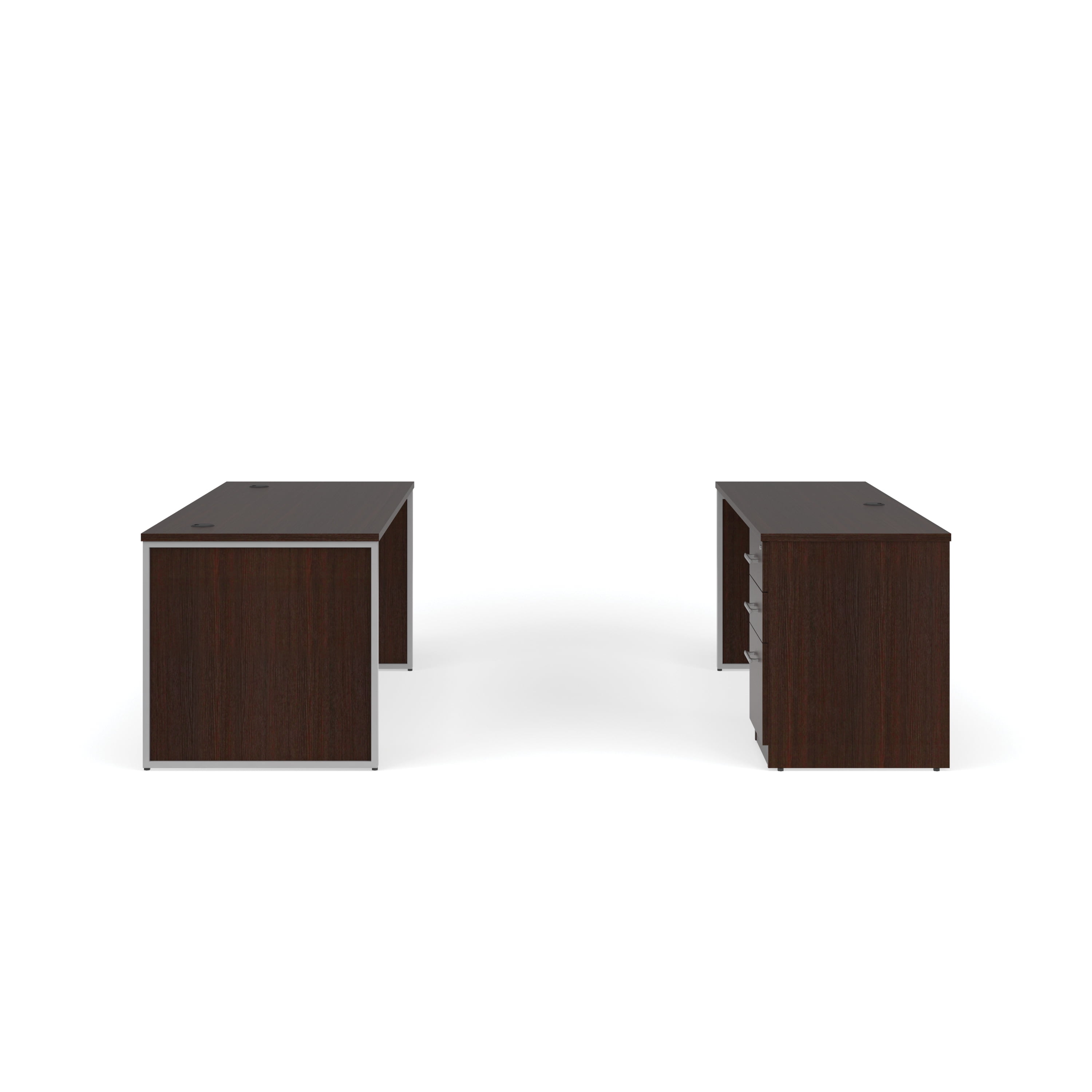 OFM Fulcrum Series Office Furniture Set, 66" Table Desk, 66" Credenza, 3-drawer Filing Cabinet, Modesty Panel, Leg Panels, in Espresso