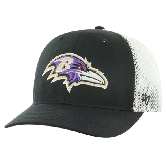 Men's '47 Black/White Baltimore Ravens Team Unstructured Trucker Adjustable Hat