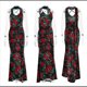 thumbnail image 4 of Vestido Maxi Ajustado de Verano para Mujer, con Tirantes y Estampado Floral, Ajustado, Sin Espalda para Fiestas y Clubes Negro L, 4 of 10