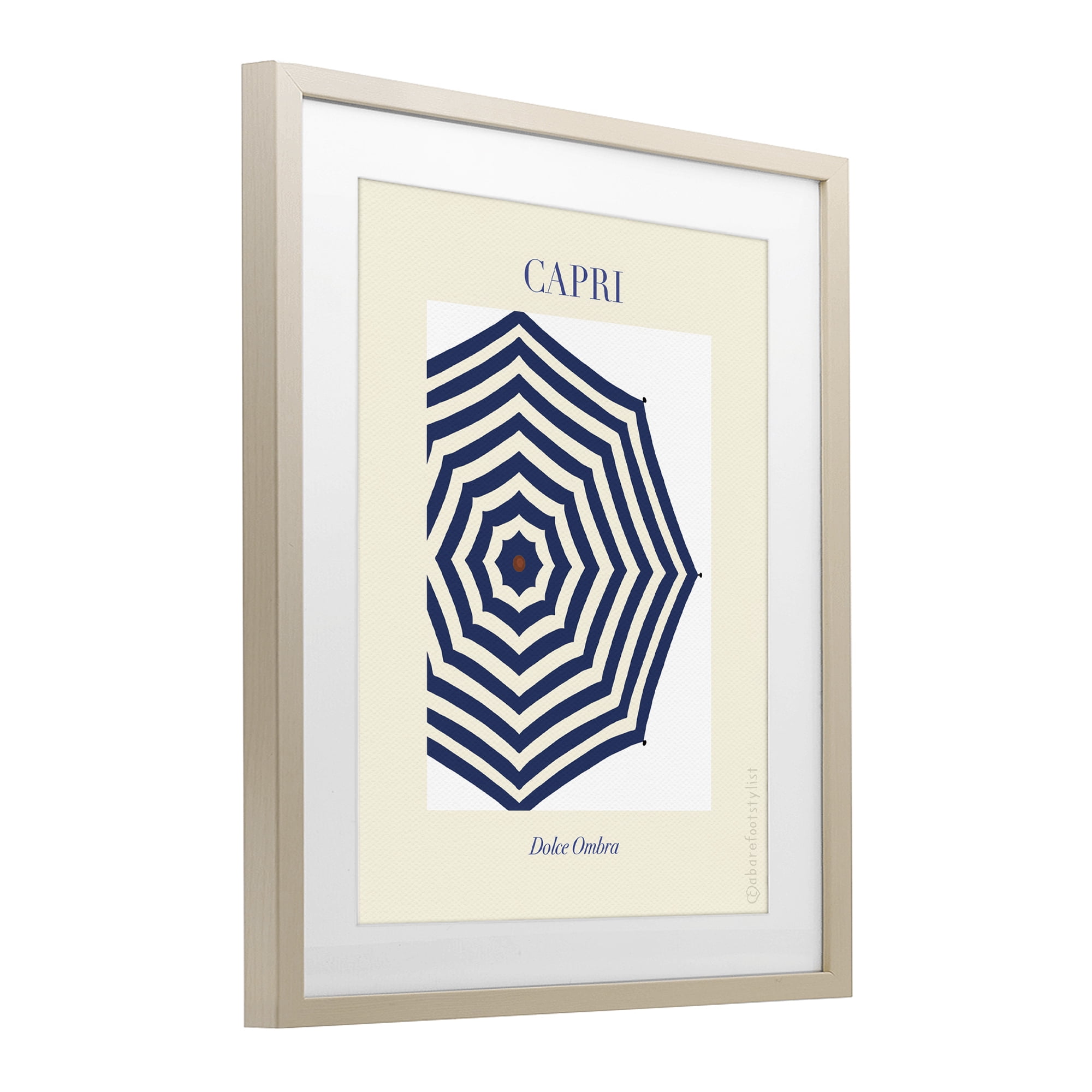 Stupell Industries Capri Striped Umbrella Birch Framed Print Under Glass, design by A Barefoot Stylist