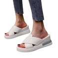 thumbnail image 2 of RKSTN Slides Sandals for Women Sporty Platform Sandals Wide Criss Cross Straps Open Toe Slip on Soft Soles Comfortable Sandals for Women, 2 of 4
