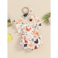 thumbnail image 2 of Newborn Baby Girl Farm Outfit Animal Chicken Print Romper Fly Sleeveless Bodysuit with Headband Set Infant Country Clothes, 2 of 7