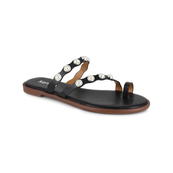 Kensie Womens MALTESE Faux Leather Toe Loop Strappy Sandals