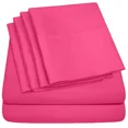 thumbnail image 2 of Huba Homes Sweet Home Collection 1500 Count 6 Piece Bedroom Bed Sheet Set Microfiber Full Fuchsia, 2 of 3