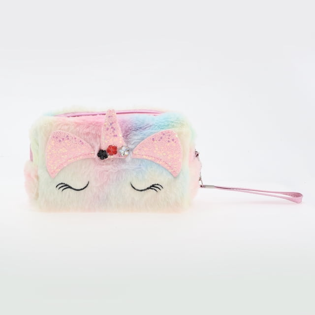 Bolsos de maquillaje de dibujos animados portátiles para mujeres, 1 pieza, para viajes, vacaciones, gimnasio, felpa, color surtido