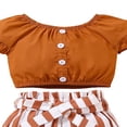 thumbnail image 5 of Toddler Girl Summer Outfits Set  Short Sleeve Button Down Crop Top Striped Shorts with Belt MHX, 5 of 5