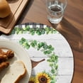 thumbnail image 3 of Spring Eucalyptus Sunflower Round 13 Inch Placemats Set of 8, Farmhouse Birds Gray Wood HeatResistant Non Slip Place Mats for Dining Table, Wipeable Braided Kitchen Table Mats for Housewarming, 3 of 9