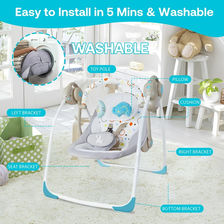 Yadala Baby Swing, Foldable Baby Swing for Infants with