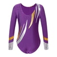 thumbnail image 2 of Yeahdor Kids Girls Long Sleeves Shiny Contrast Color Patchwork Sports Dance Leotard,Sizes 6-16, 2 of 7