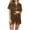 Brown, variant on Diufon Casual Shorts Pjs Sets for Women Lapel Button Short Sleeve Tops Elastic Waist Loungewear Sets